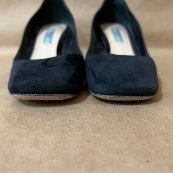 Prada | Suede 65mm Round Block Heel Pumps Square Toe Classic Size 7.5 (EU 37.5) - Picture 7 of 15